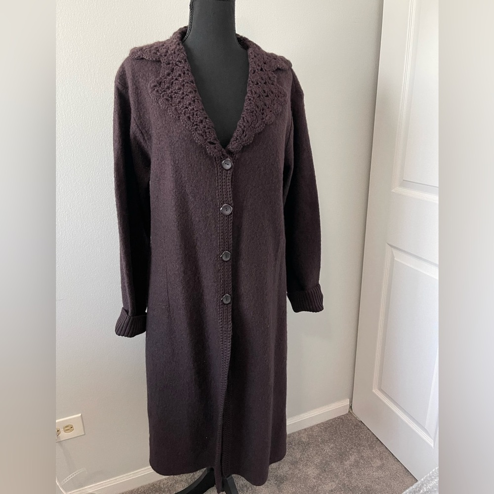 Silk Club 100% Wool Long Button-Up Cardigan Coat l Size L l Poshmark